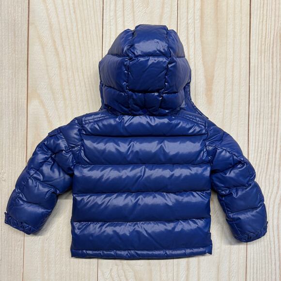Moncler Enfant Maya Down Jacket Toddler Size 2Y Removeable Hood Glossy Blue - Picture 2 of 15